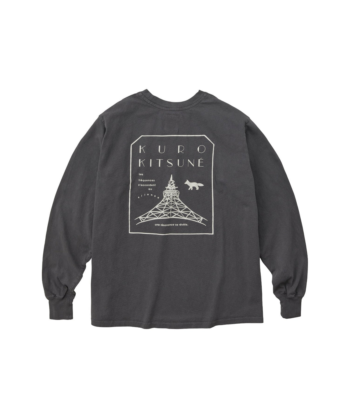 MAISON KITSUNÉ X KURO FADED BLACK LONG SLEEVE TEE