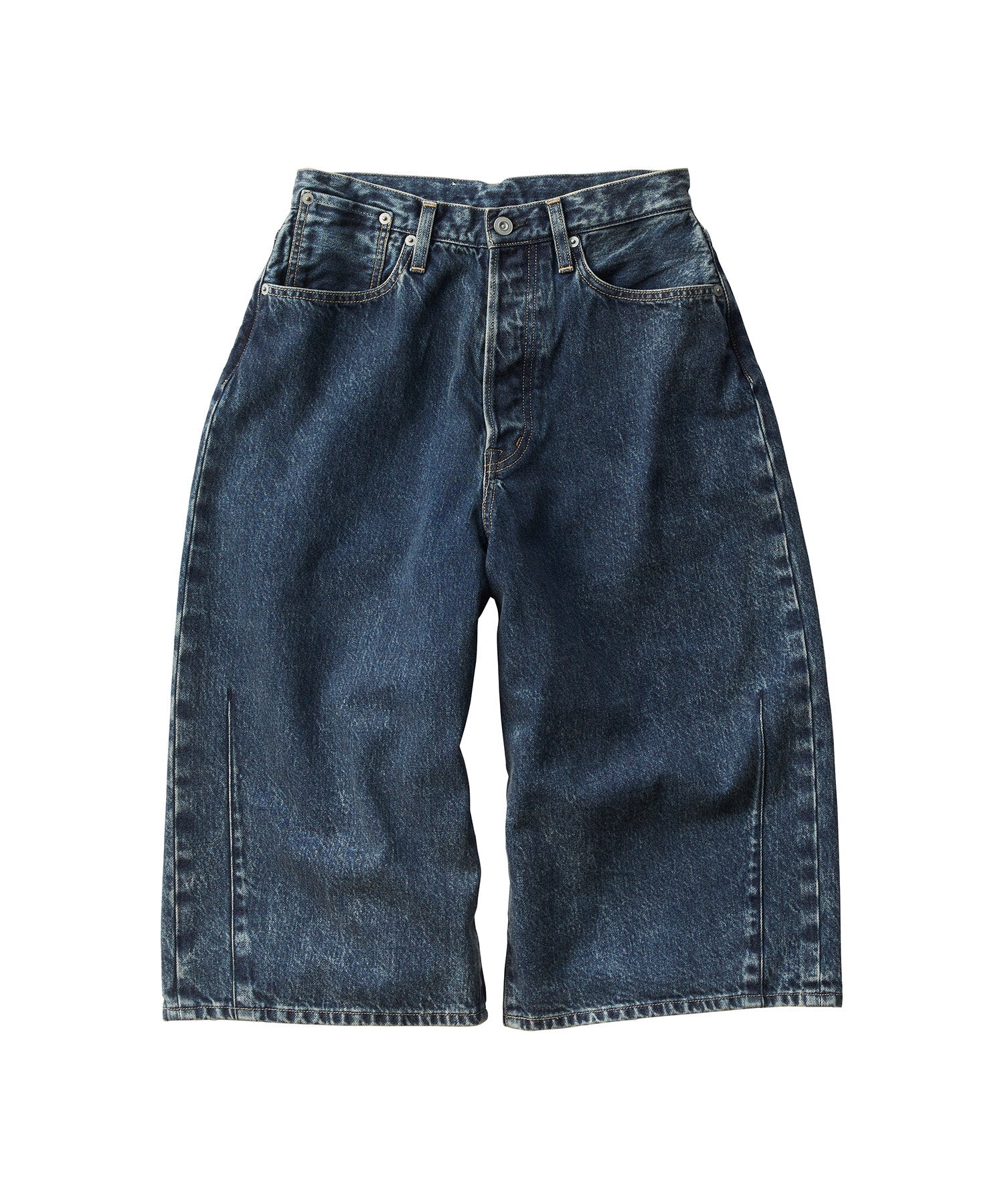 WIDE SPREAD CROPPED SHORTS DARK FADED INDIGO