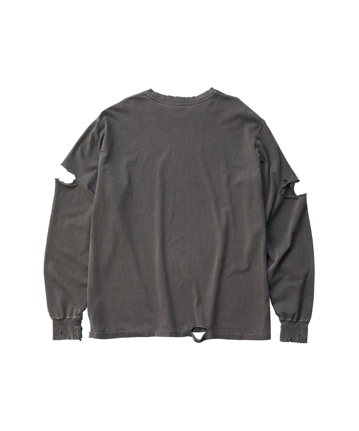17/-ROUND SHAPE DYED DAMAGE L/S TEE